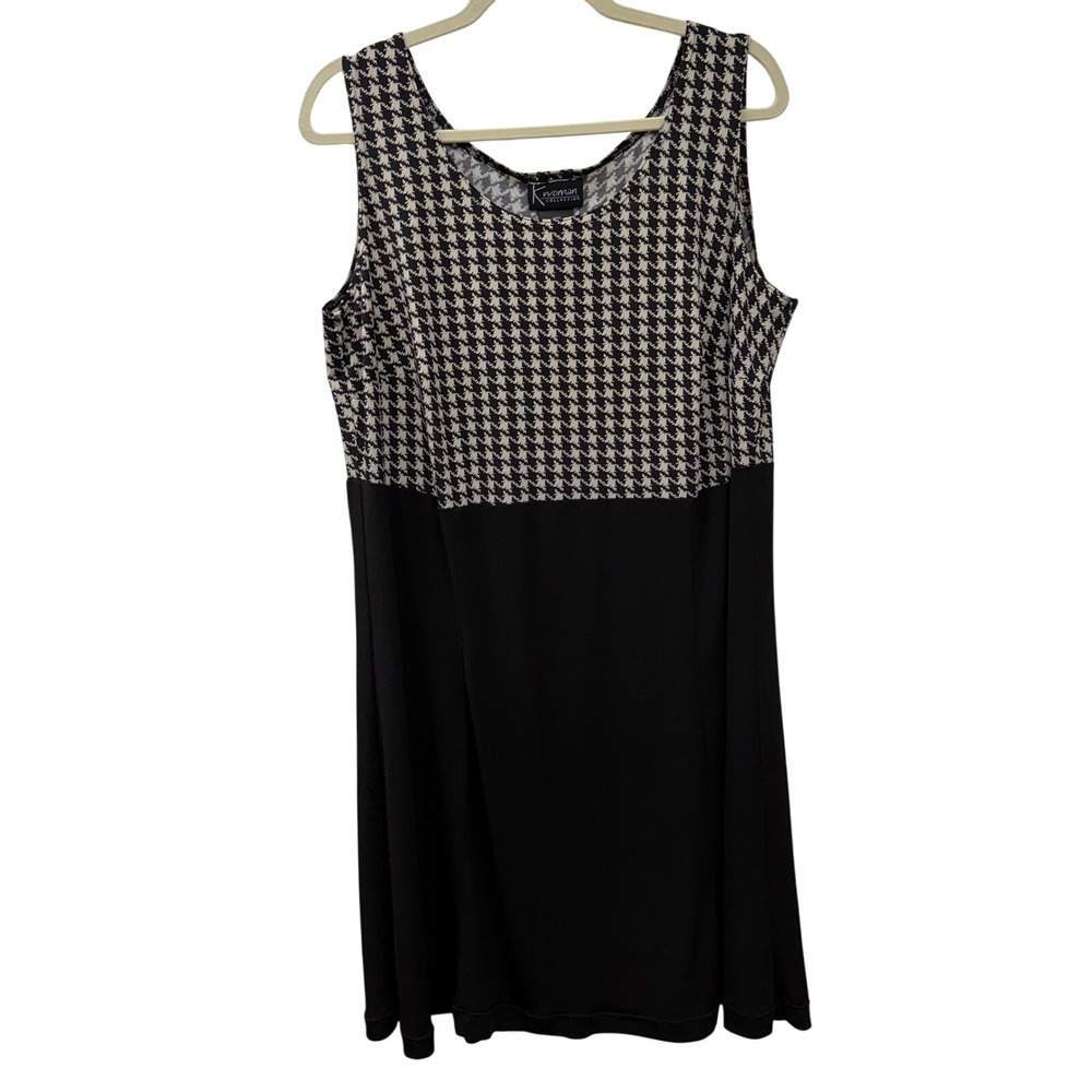 K WOMAN Collection Womens 14 W Large Houndstooth Black Dress Twee Officecore‎